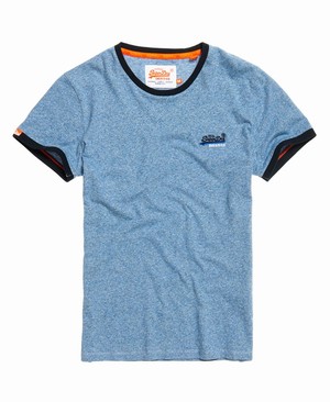 Superdry Orange Label Cali Ringer Férfi Pólók Kék | EVZIC3295